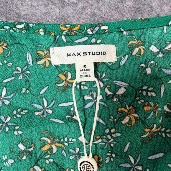 Max Studio Womens Wrap Maxi Dress Floral Green High Low Asymmetrical Size S NEW - Picture 9 of 14